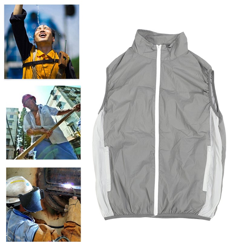 Cooling Vest for Men Women Air Conditioned Clothes with 2 Fans Wearable Cooling Fan Vest for Work Fishing Hiking Outdoor Grey L - Image 1