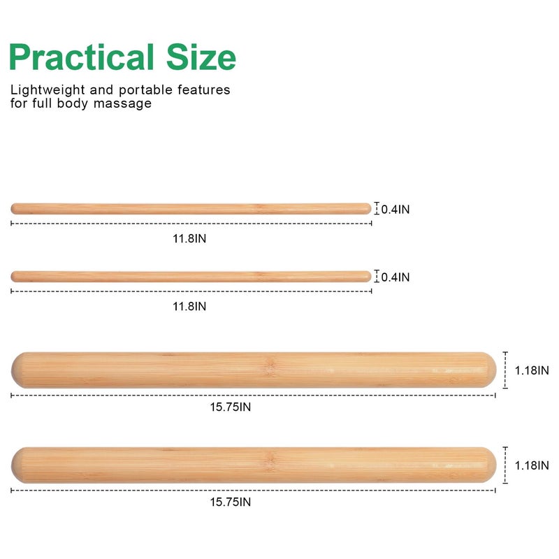 OnVisit Bamboo Massage Sticks Ergonomic Muscle Relief Tools Portable Therapy Sticks for Deep Tissue Massage, Spa Quality Recovery for Athletes & Home Use, Natural Bamboo Design - Image 2