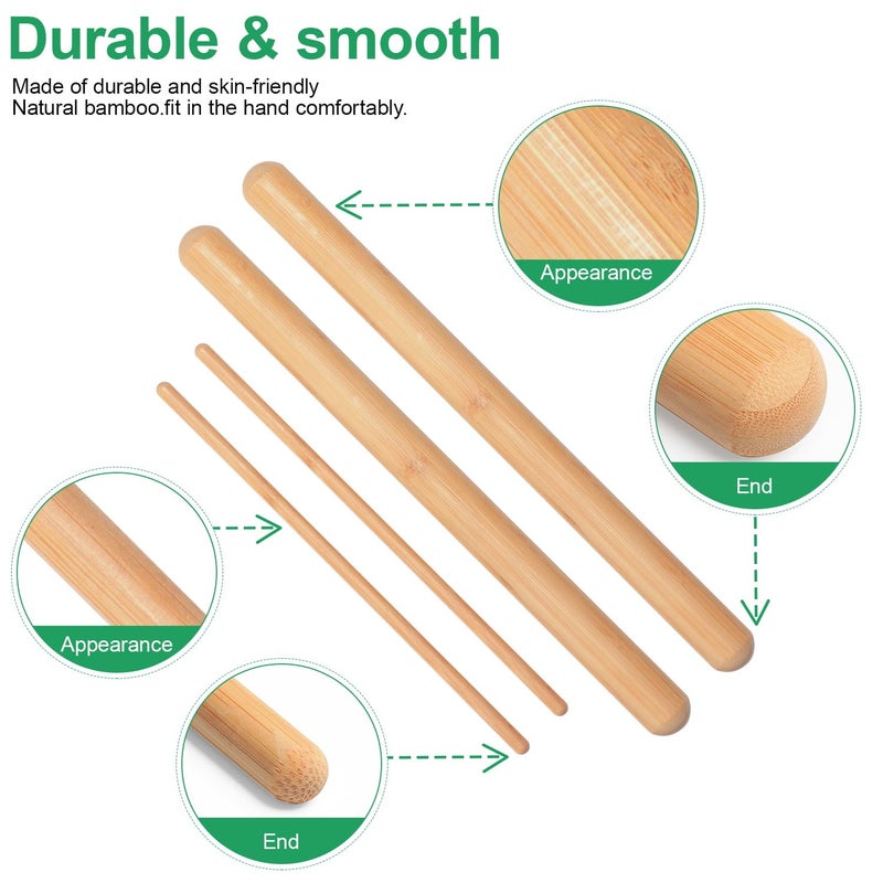 OnVisit Bamboo Massage Sticks Ergonomic Muscle Relief Tools Portable Therapy Sticks for Deep Tissue Massage, Spa Quality Recovery for Athletes & Home Use, Natural Bamboo Design - Image 3
