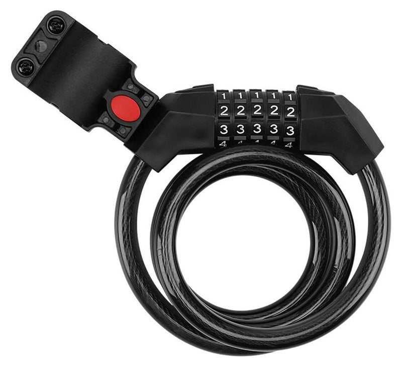 UREVO Resettable 1.2M Bike Lock Cable with 5-Digit Combination Password Anti-Theft Coil Lock for Bicycle and Scooter Security Everyday Use - Image 1