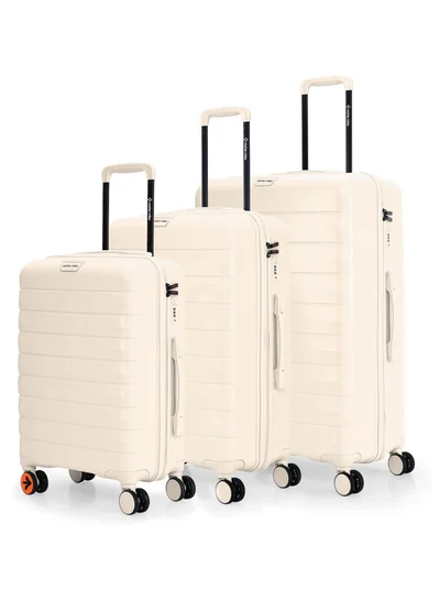 ناشر مايلز Nasher Miles Vienna Hard-Sided Polypropylene Luggage Set of 3 White Cream Trolley Bags (55, 65 & 75 )
