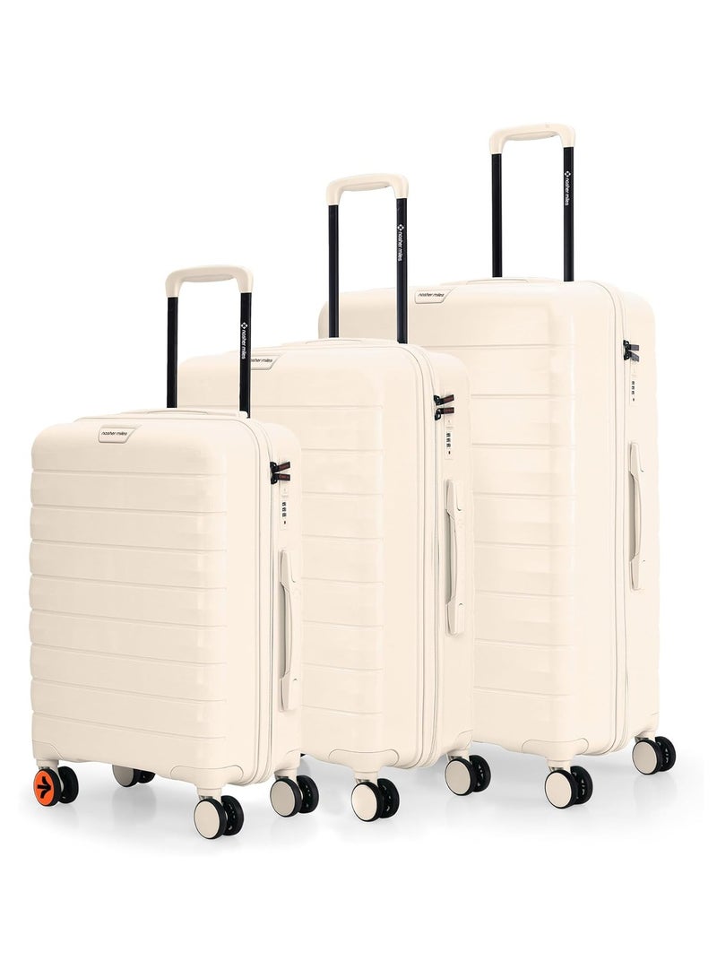 nasher miles Nasher Miles Vienna Hard-Sided Polypropylene Luggage Set of 3 White Cream Trolley Bags (55, 65 & 75 )  - Image 1