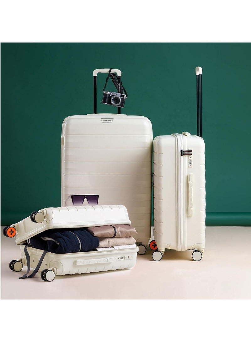nasher miles Nasher Miles Vienna Hard-Sided Polypropylene Luggage Set of 3 White Cream Trolley Bags (55, 65 & 75 )  - Image 2