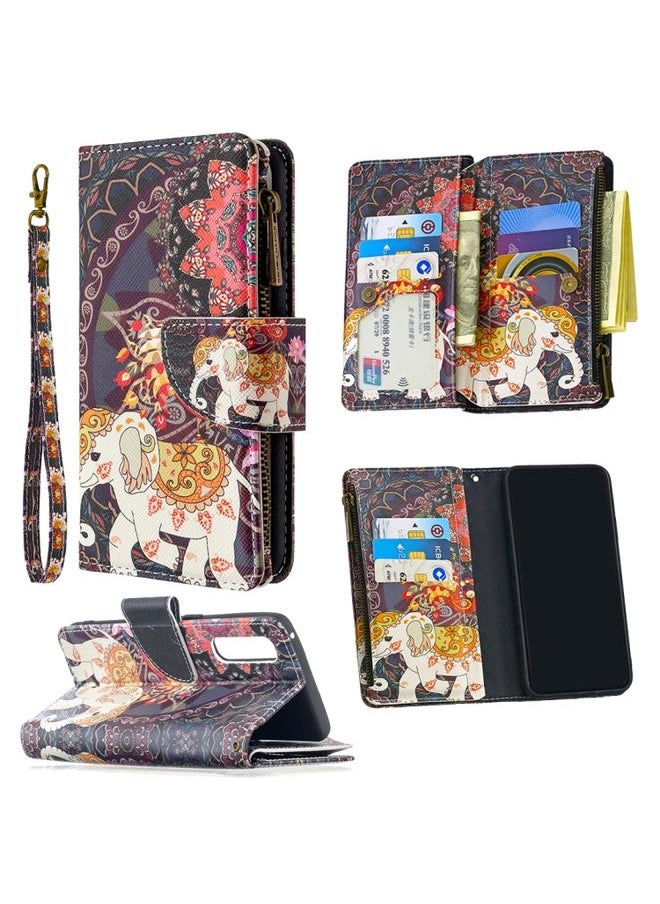 HuHa Case Cover For OPPO Find X2 Neo / OPPO Reno 3 Pro Colored Drawing Pattern Zipper Horizontal Flip Leather Case with Holder & Card Slots & Wallet Flower Elephants 
