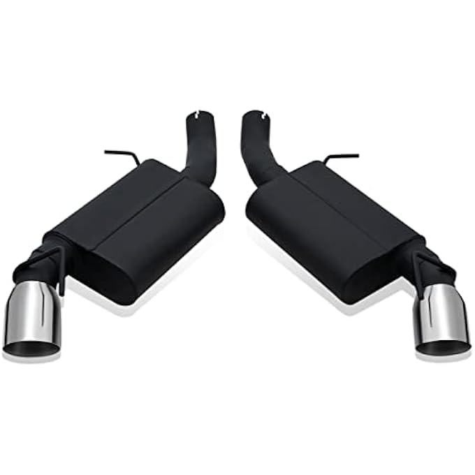 rayihni DNA Motoring CBEUR012 Pair of Oval Type Muffler AxleBack Exhaust Compatible with 1619 Chevy Camaro SS 62L 4 OD IN  3 OD Inlet  3 OD Outlet - Image 1