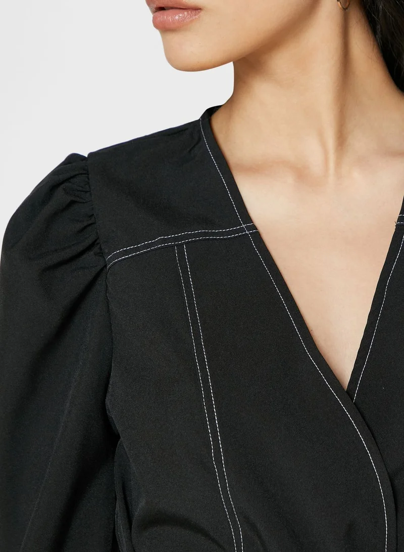 Ginger Puffed Sleeve Self Tie Blazer