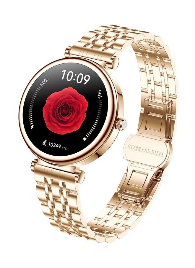 RollsTimi  Ladies smart watch, 1.27" high-definition touch screen, sports fitness tracker and heart rate measurement, waterproof smart watch, exquisite appearance, stylish design, gold  - Image 1