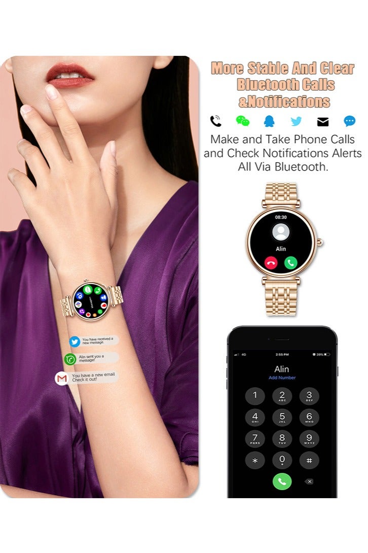 RollsTimi  Ladies Smart Watch, 1.27" High-Definition Touch Screen, Stylish Design Commuter Watch, Waterproof Smart Watch, Exquisite Appearance Premium Business Watch, RT-i109 Gold Smart Watch - Image 2