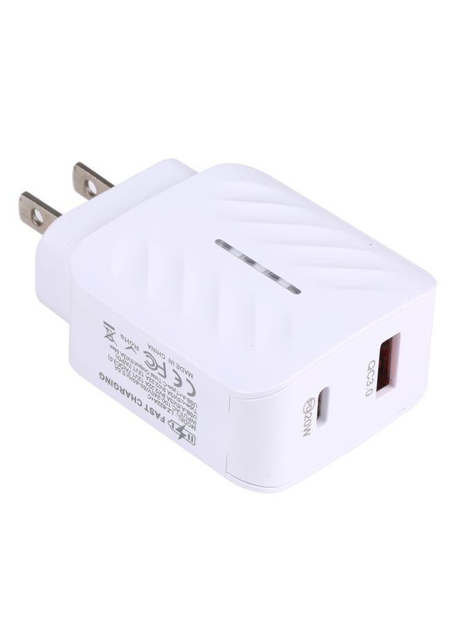 Beauenty LZ-822A+C PD 20W USB-C / Type-C + QC 3.0 USB Fast Travel Charger, US Plug - Image 1