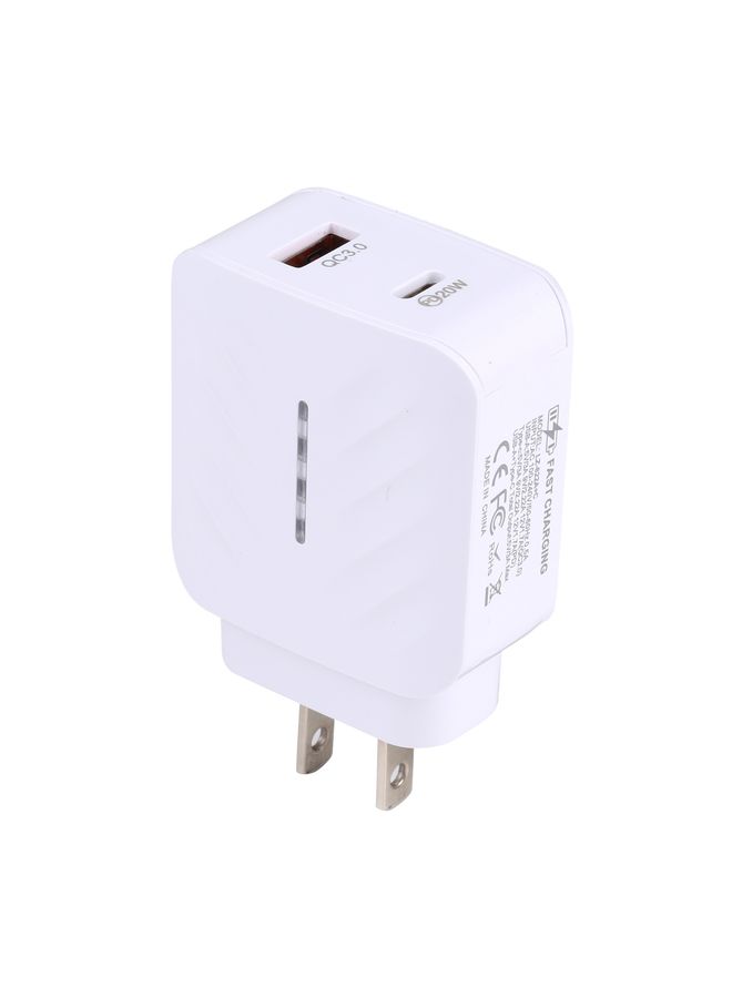 Beauenty LZ-822A+C PD 20W USB-C / Type-C + QC 3.0 USB Fast Travel Charger, US Plug - Image 2