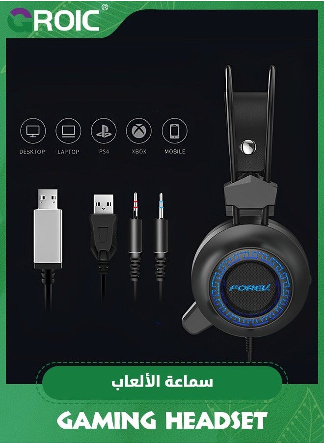 GROIC Gaming Headset with Microphone, Compatible PS4 PS5 Xbox One PC Laptop, Over-Ear Headphones LED RGB Light, Noise Canceling Mic, 7.1 Stereo Surround Sound  - Image 3