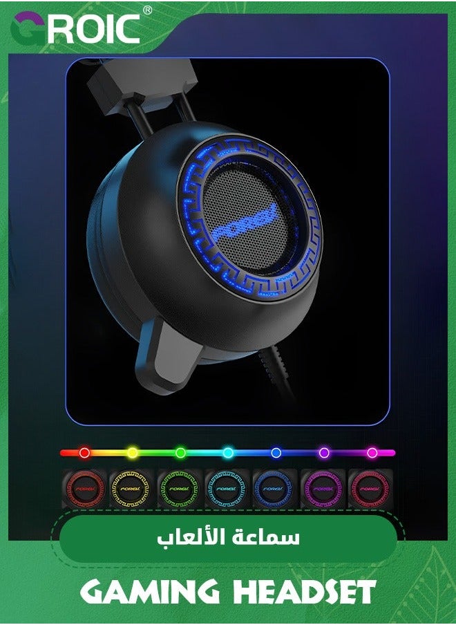 GROIC Gaming Headset with Microphone, Compatible PS4 PS5 Xbox One PC Laptop, Over-Ear Headphones LED RGB Light, Noise Canceling Mic, 7.1 Stereo Surround Sound  - Image 5