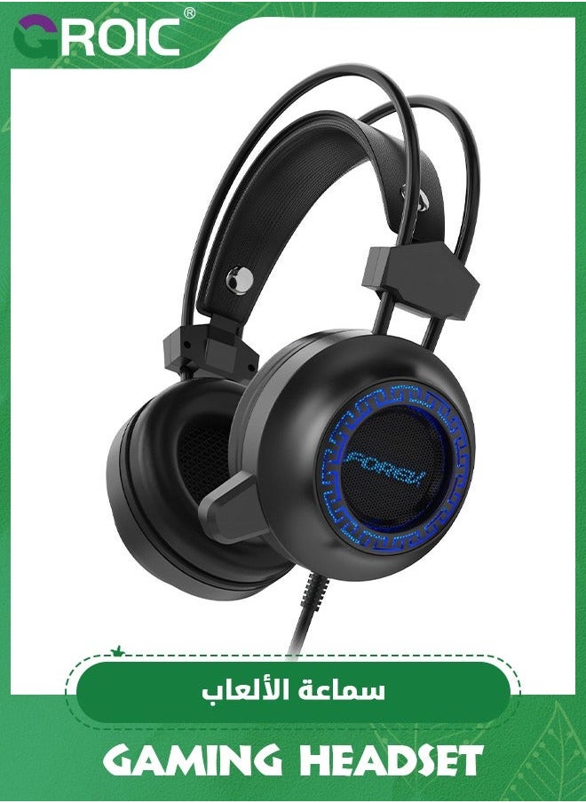 GROIC Gaming Headset with Microphone, Compatible PS4 PS5 Xbox One PC Laptop, Over-Ear Headphones LED RGB Light, Noise Canceling Mic, 7.1 Stereo Surround Sound  - Image 1