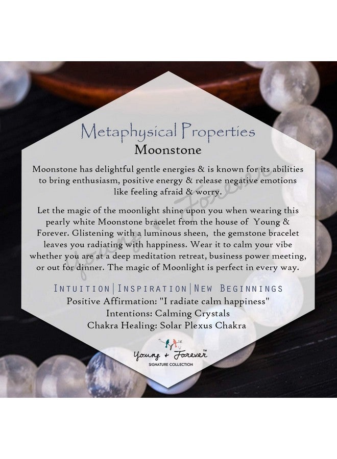 Young & Forever Young & Forever Gift Certified Reiki Crystal Semi Precious Gemstone Moonstone Bracelet for New Beginnings Healing Stone Stretch Bracelet for Men and Women - Image 5