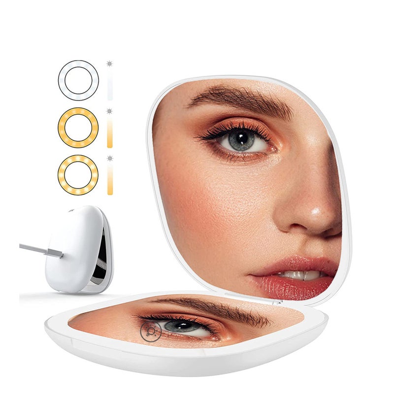 مرآة مكياج LED قابلة للطي مع ضوء مرآة مكياج محمولة LED مع ضوء في الهواء الطلق مرآة صغيرة قابلة للطي قابلة للشحن - Image 5