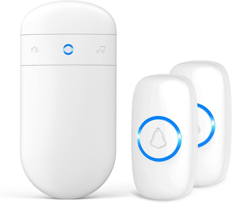 SECRUI Wireless Doorbell with 2 Buttons – Doorbell Kits for Front Door Back Door– Battery Operated Doorbell with 52 Chimes, LED Flash, 5 Volume Levels – Waterproof Modern Doorbell – Over 1000FT - Image 1