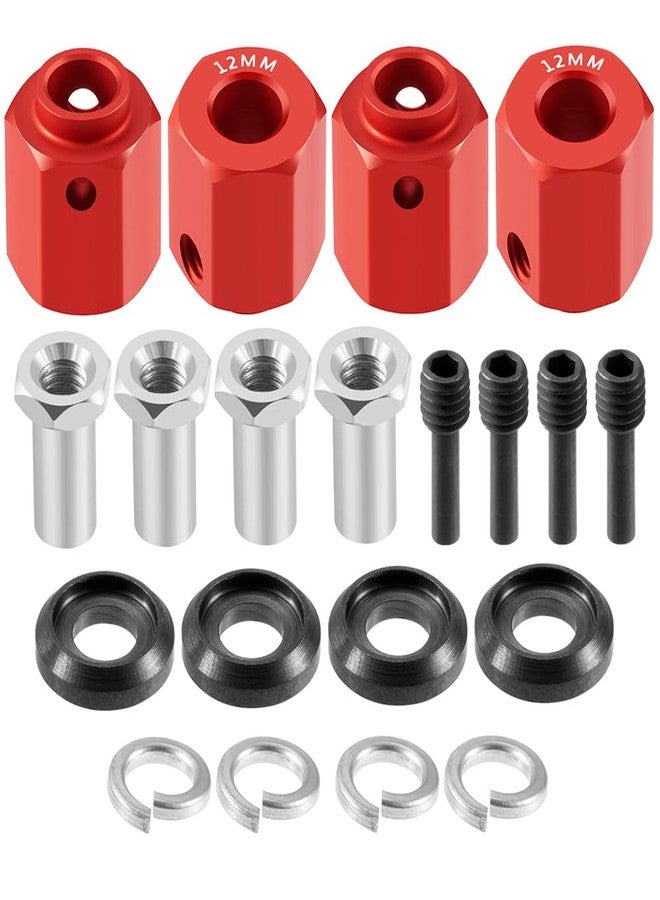 RCLIONS 12mm Hex Wheel Hubs for Trx4 1/10 RC Model Crawler Car (Red) - Image 1