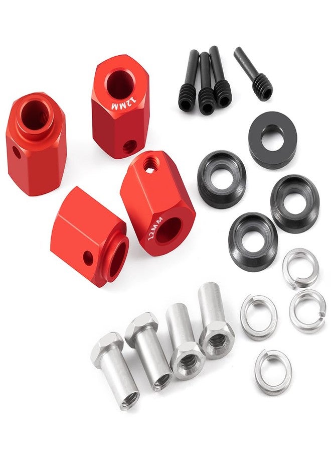 RCLIONS 12mm Hex Wheel Hubs for Trx4 1/10 RC Model Crawler Car (Red) - Image 2