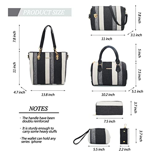 2E-youth Designer Purses And Handbags For Women Satchel Shoulder Bag Tote Bag For Work Clutch Purses (2G-stripe-black) - Image 3