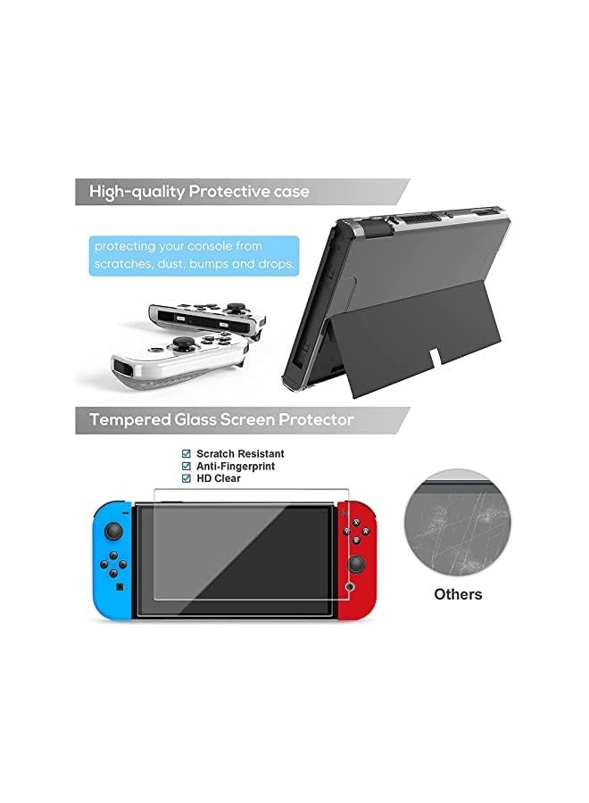 PROMASS 14 in 1 Carry Case for Nintendo Switch Sports, Switch Console Accessories, Portable Travel Carry Case Include Screen Protector & TPU Clear Soft Case & Data Cable & Adjustable Stand, Black - Image 2