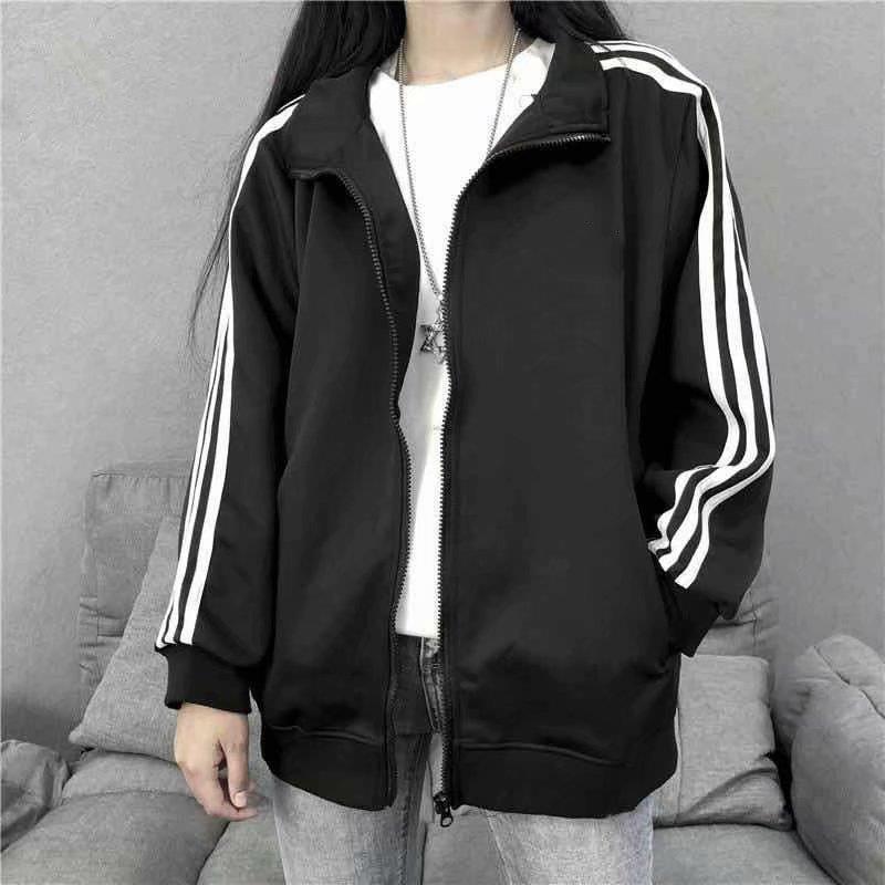 2020 Spring Summer Womens Casual Baseball Jacket Blue  - Image 4