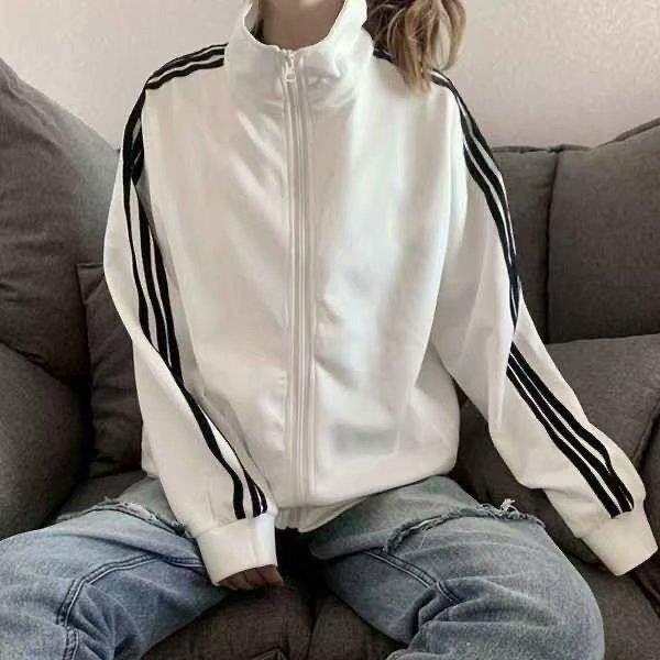 2020 Spring Summer Womens Casual Baseball Jacket Blue  - Image 3
