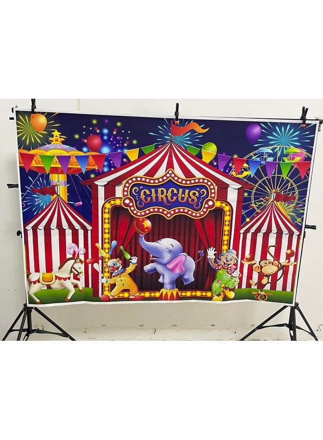 GYA Red Circus Backdrop Amusement Park Tents Stratus Playground Carnival Carousel Kids Boy Girl 1St First One Birthday Party Background Photo Baby Shower 7X5Ft(Width 210Cm X Height 150Cm) - Image 3