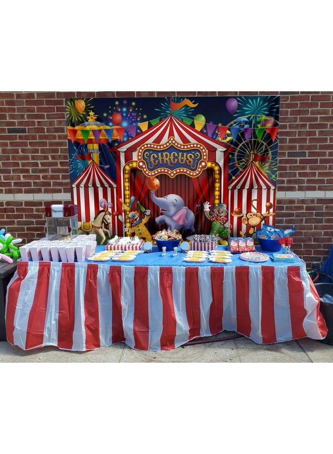 GYA Red Circus Backdrop Amusement Park Tents Stratus Playground Carnival Carousel Kids Boy Girl 1St First One Birthday Party Background Photo Baby Shower 7X5Ft(Width 210Cm X Height 150Cm) - Image 4