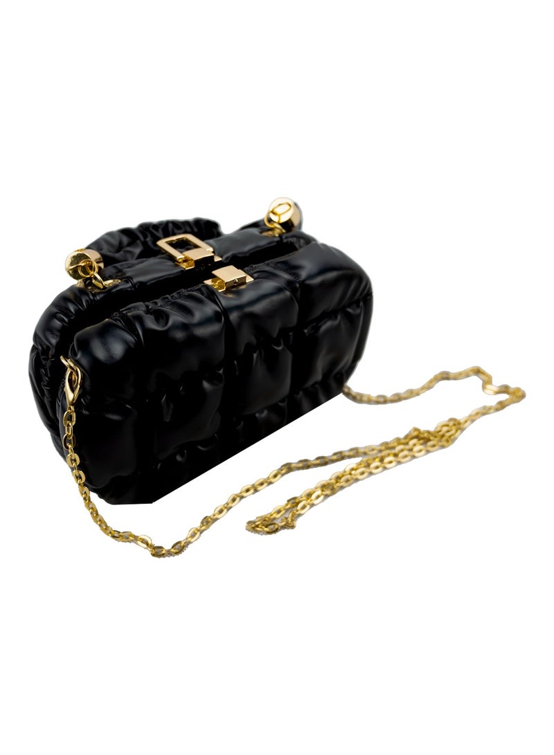 حقيبة مبطنة للنساء حقيبة كتف صغيرة من جلد البولي يوريثان مع حزام قابل للفصل - Image 2