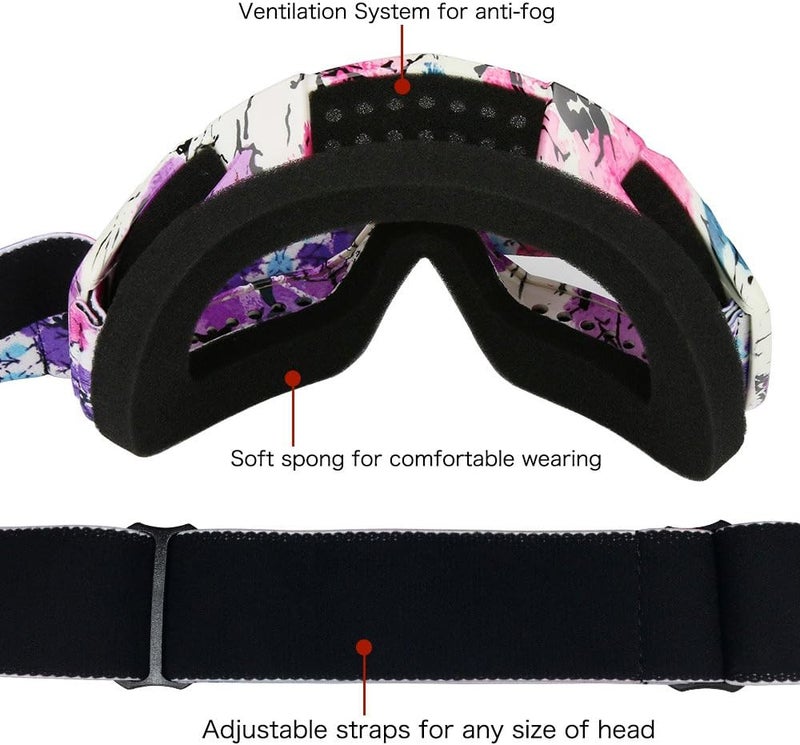 JAMIEWIN Clear Lens Dirt Bike Motorcycle Goggles ATV Racing Motocross Mx Goggle Glasses UV Protection for Men Women Youth Kids (Clear Lens) - Image 5