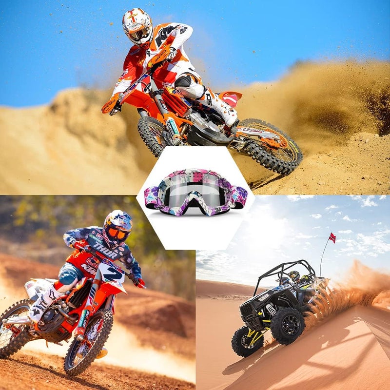 JAMIEWIN Clear Lens Dirt Bike Motorcycle Goggles ATV Racing Motocross Mx Goggle Glasses UV Protection for Men Women Youth Kids (Clear Lens) - Image 2