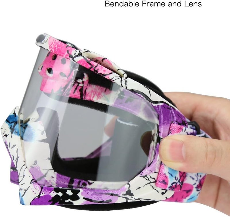 JAMIEWIN Clear Lens Dirt Bike Motorcycle Goggles ATV Racing Motocross Mx Goggle Glasses UV Protection for Men Women Youth Kids (Clear Lens) - Image 4