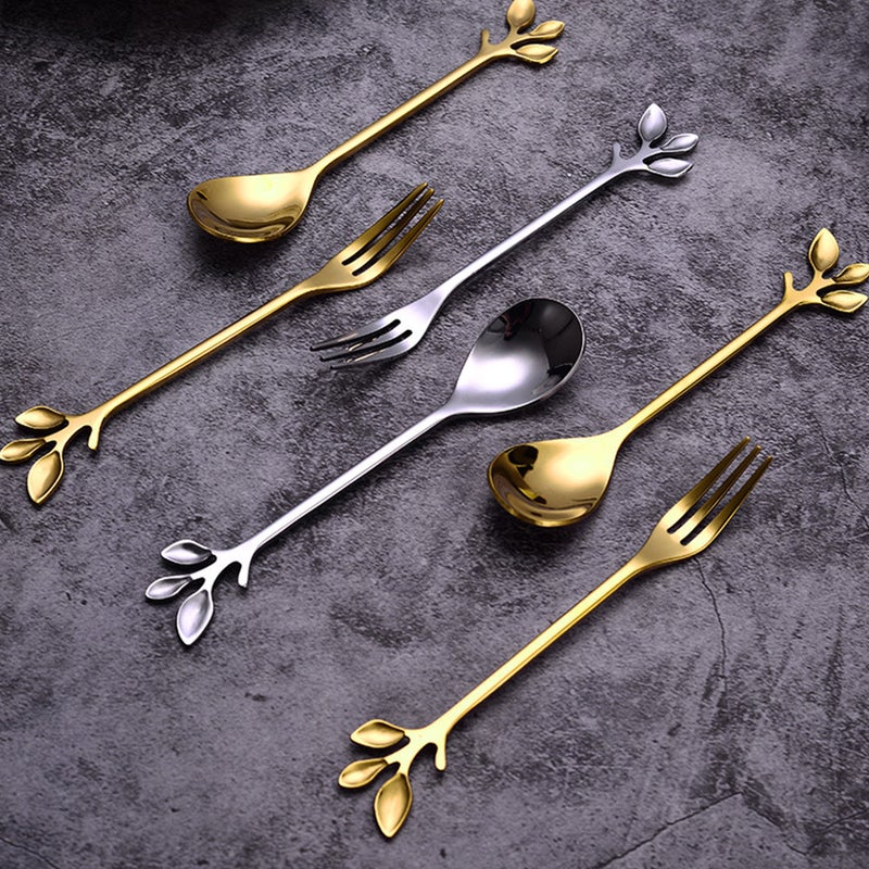 12pcs Dessert Spoon and Fork Set Stainless Steel Mixing Spoon Cake Forks - Image 4