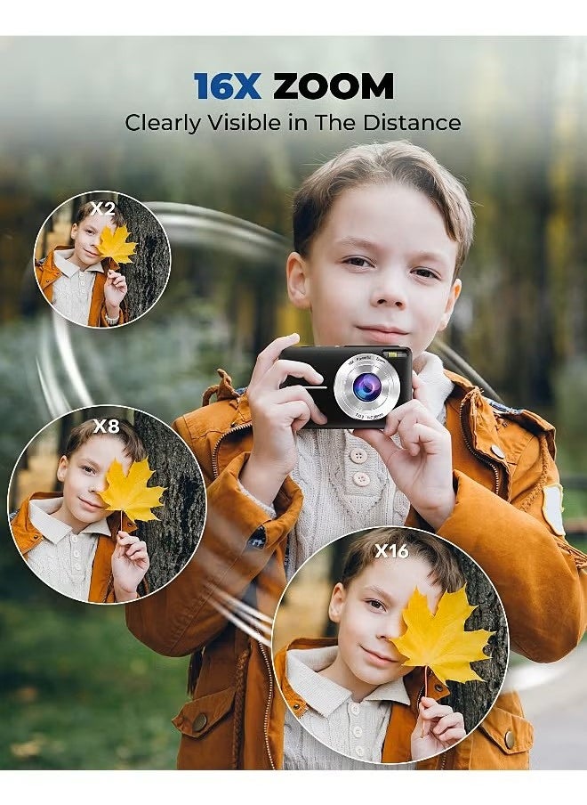 Autofocus Digital Camera for Kids - FHD 1080P 44MP - Rechargeable Compact Mini Camera with 16X Digital - Portable Pocket Camera - With 32GB Memory Card