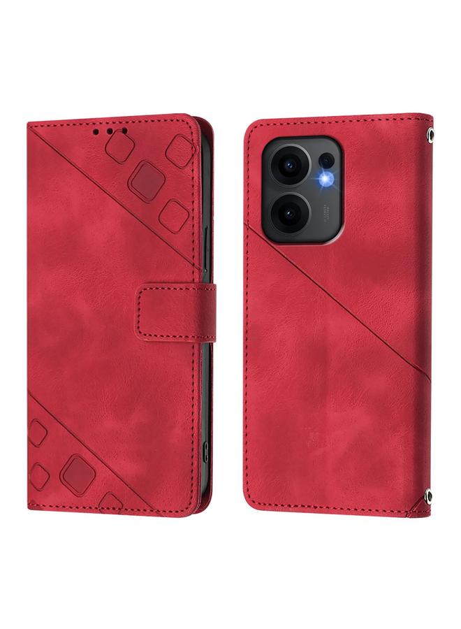 erorex Case For OPPO Reno13 F 5G Global Skin-feel Embossed Leather Phone Case - Image 2