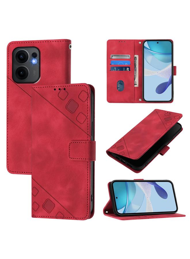 erorex Case For OPPO Reno13 F 5G Global Skin-feel Embossed Leather Phone Case - Image 1