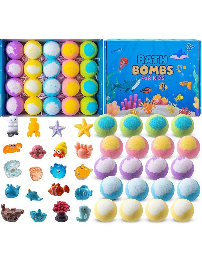 Beauenty Bath Bombs for Kids,20 Pack Bath Bombs with Surprise Toys Inside for Boys and Girls,Non-Toxic Bubble Bath Bombs with Marine Life Toys for Kids,Perfect for Birthday,Christmas (style 3) - Image 1