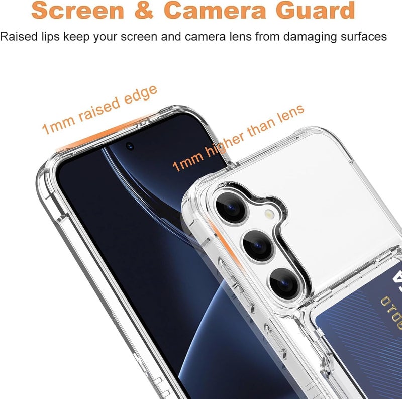 Azonee حافظة محفظة لجهاز Samsung Galaxy S25 - غطاء شفاف مع فتحات لحمل 3-4 بطاقات ائتمان | حماية ضد الصدمات، مقاومة للخدوش، حماية هجينة شديدة التحمل | حافظة هاتف متوافقة مع فتحات البطاقات - Image 3