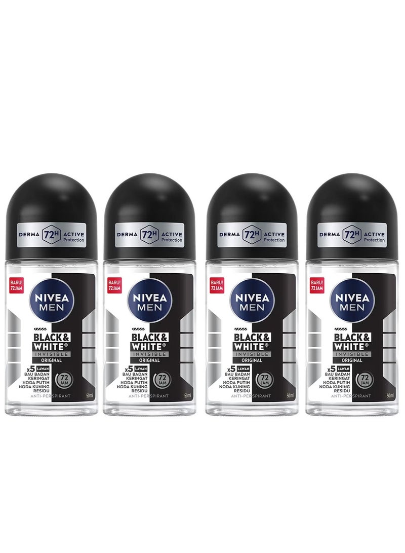 Nivea Pack Of 4 Men Invisible Black and White Invisible Original 50ml - Image 1