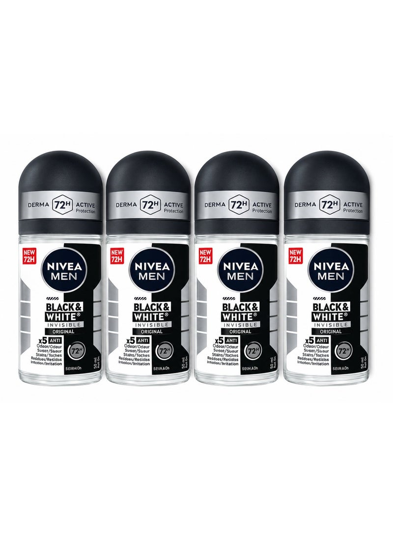 Nivea Pack Of 4 Men Invisible Black and White Invisible Original 50ml - Image 1