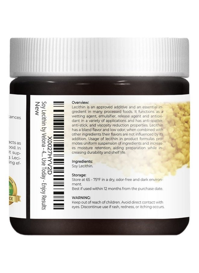 velona - Pure Liquid Soy Lecithin 4 Oz Food Grade Unbleached Emulsifier Stabilizer Softener Smoother Wetting Agent Use Today Enjoy Results - Image 1