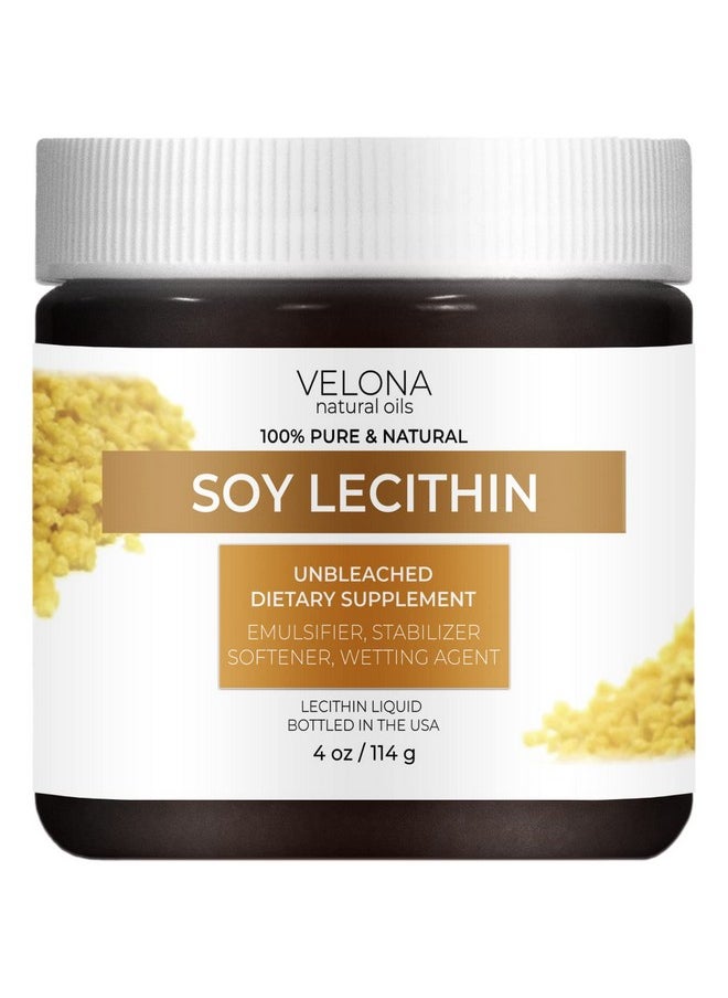 velona - Pure Liquid Soy Lecithin 4 Oz Food Grade Unbleached Emulsifier Stabilizer Softener Smoother Wetting Agent Use Today Enjoy Results - Image 1