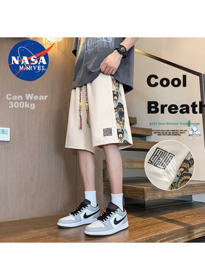 Nasa Marvel Men's Summer Breathable Straight Five-point Shorts Plus Size Youth Chinese Style Casual Sports Pants Black 3XL - Image 2