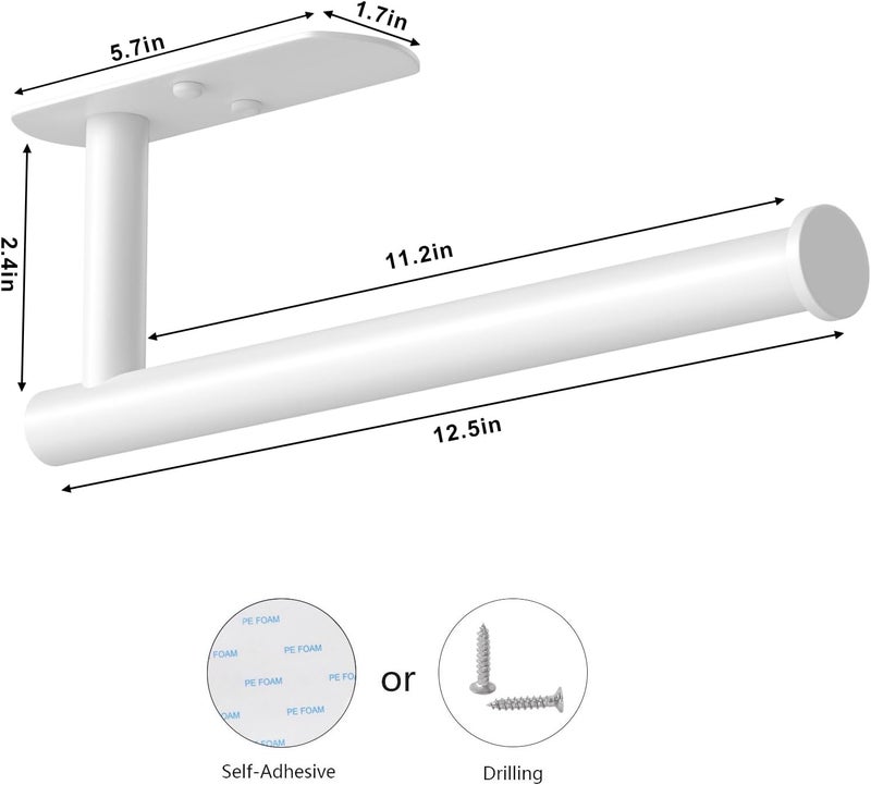 VAEHOLD Self Adhesive Paper Towel Holder Under Cabinet Mount, Wall Mounted Paper Towel Roll Holder for Kitchen, Bathroom, Wall - Stainless Steel (White) - Image 4