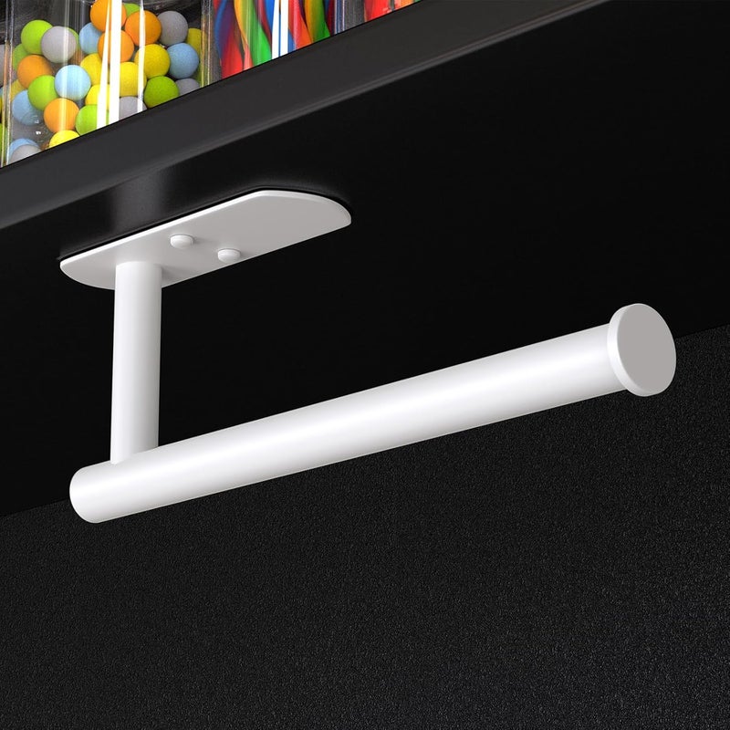 VAEHOLD Self Adhesive Paper Towel Holder Under Cabinet Mount, Wall Mounted Paper Towel Roll Holder for Kitchen, Bathroom, Wall - Stainless Steel (White) - Image 1
