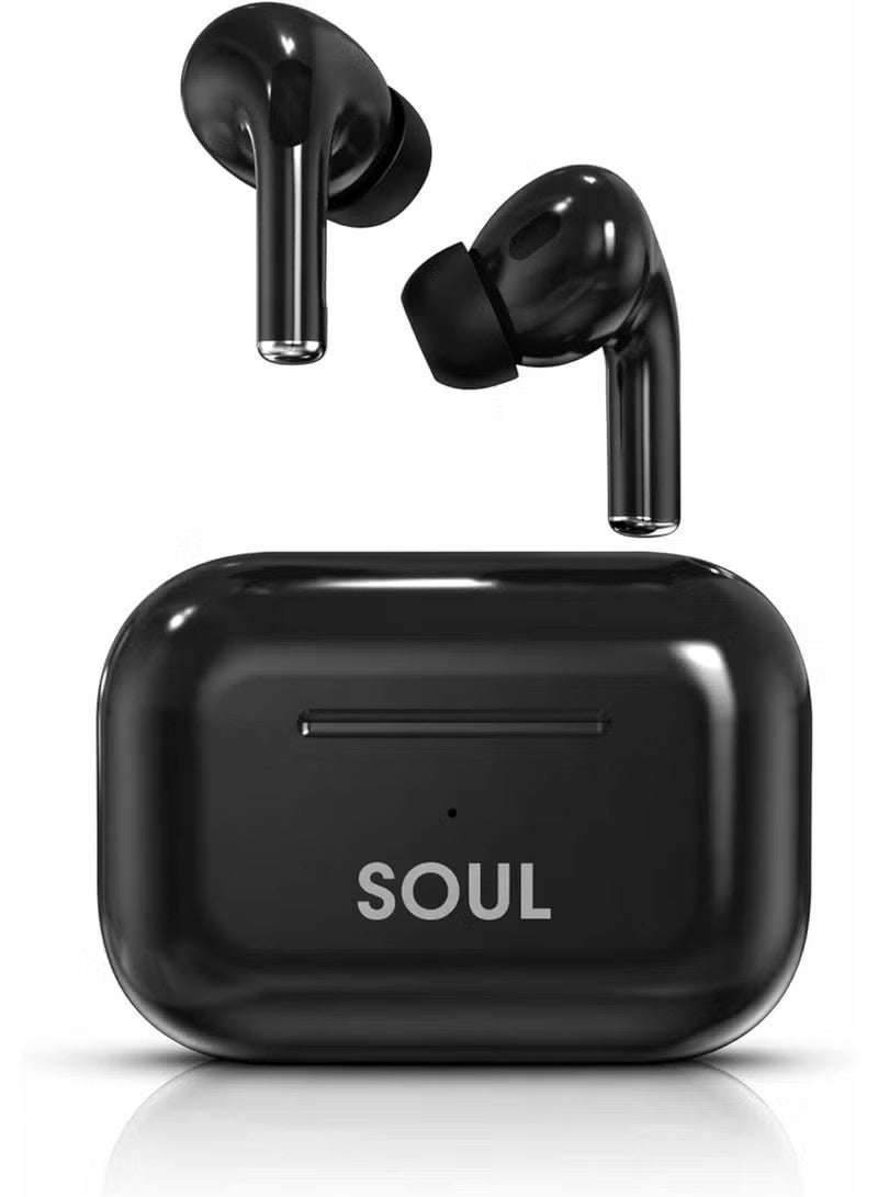 إكسيل سماعات أذن Xcell SOUL18 Air Pro اللاسلكية بالكامل مع ميكروفون، وتقنية Bluetooth 5.3، وصوت ستيريو بجهير عميق (Deep Bass)، وتحكم باللمس، ومقاومة للماء بمعيار IPX4، واقتران تلقائي، وشحن عبر منفذ USB-C، وتصميم داخل الأذن، متوافقة مع iOS وAndroid - لون أسود. - Image 3