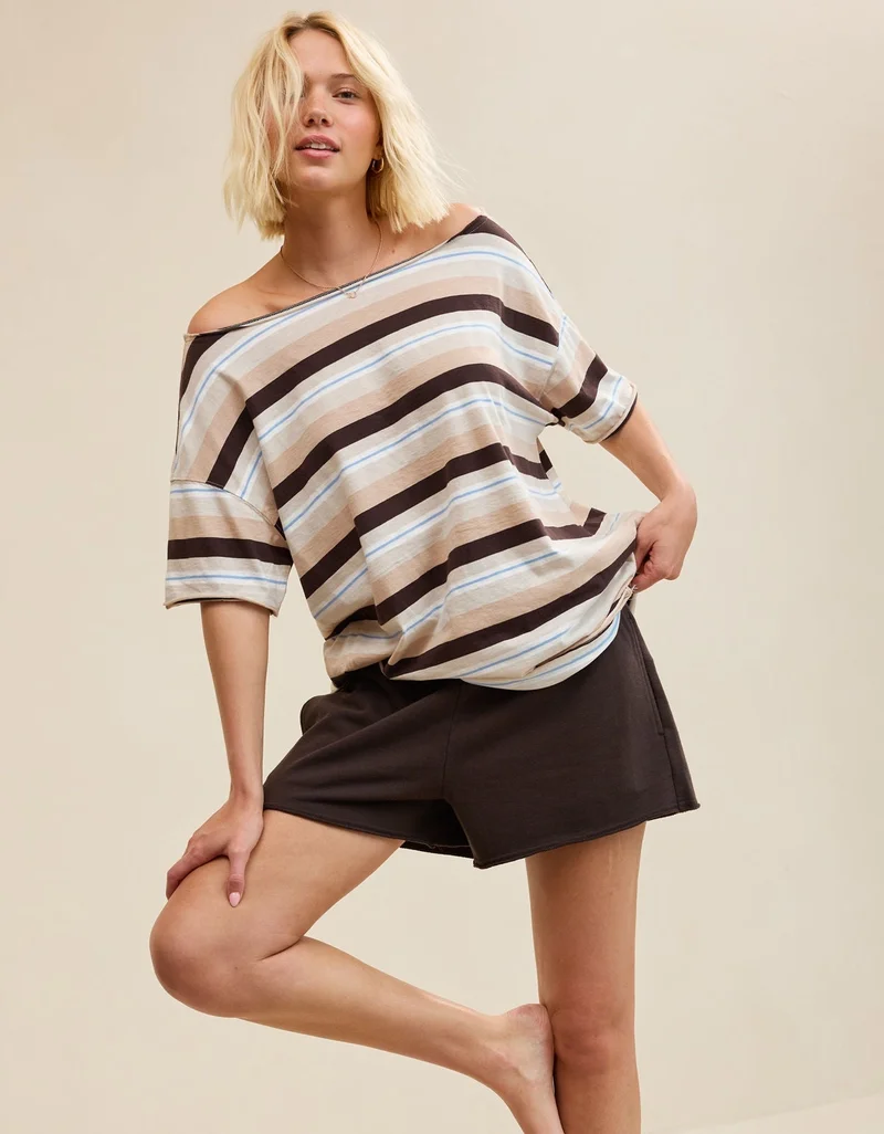 Aerie  Aerie Off The Shoulder Oversized Boyfriend T-Shirt for Women | Best Price UAE