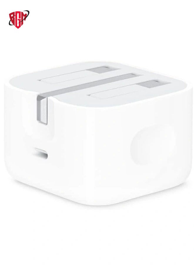 BGM - 20-W Apple Charger Uk Plug Type C Adapter With 1m Iphone Fast Charging Cable Universal Travel Adapter Usb-c Plug Compatible For All Iphone Device 14/13/12/11 Pro And Pro Max / 8 Plus/X Max/Etc - Image 1