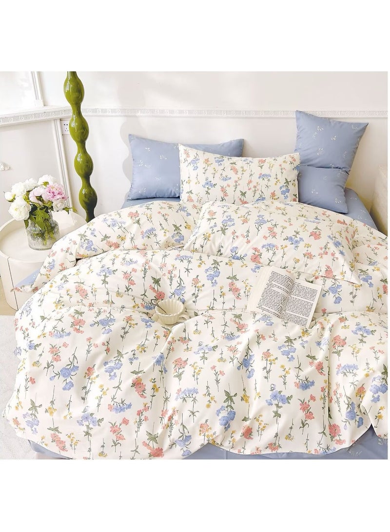 Duoduo home غطاء لحاف عالي الجودة 100% قطن، حجم ملكي، مجموعة 6 قطع مع غطاء لحاف 220*240 سم + ملاءة مناسبة + 4 أغطية وسائد