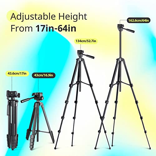 Sensyne 64" Camera Tripod Stand, Versatile Phone & iPad Tripod with Wireless Remote and 2-in-1 Phone Holder for Selfie/Video Recording/Photo/Live Stream/Vlog - Image 4
